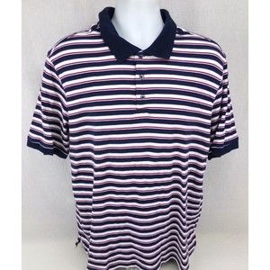 Berkley Jensen Pima Cotton Polo Shirt 2XL Blue Striped Lightweight
